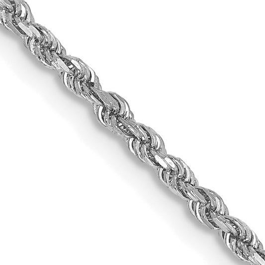 14KT White Gold 28 inch 1.75mm Diamond-cut Rope with Lobster Clasp Chain
