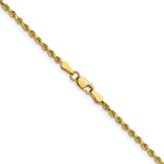14KT Yellow Gold 28 inch 2mm Diamond-cut Rope with Lobster Clasp Chain