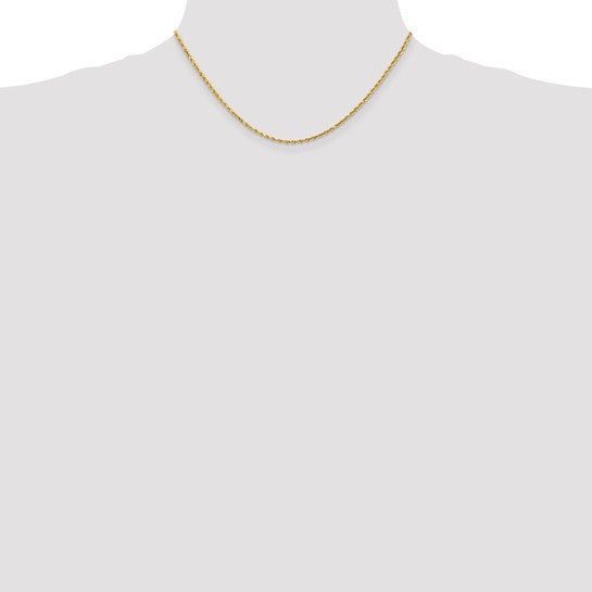 14KT Yellow Gold 16 inch 2mm Diamond-cut Rope with Lobster Clasp Chain