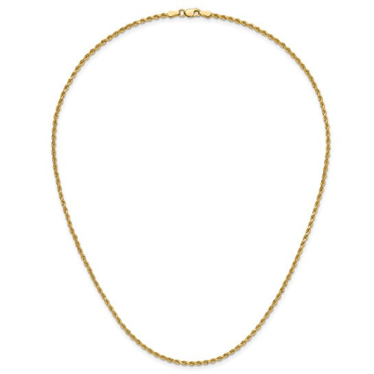 14KT Yellow Gold 18 inch 2mm Diamond-cut Rope with Lobster Clasp Chain
