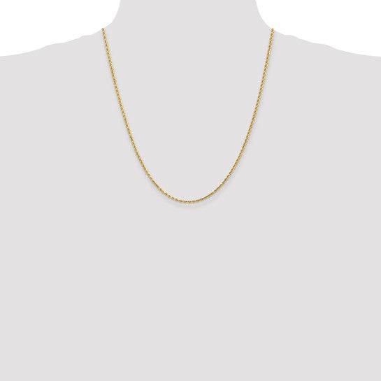 14KT Yellow Gold 22 inch 2mm Diamond-cut Rope with Lobster Clasp Chain