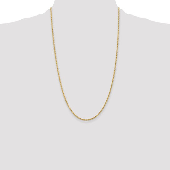 14kt Yellow Gold 26 inch 2mm Diamond-cut Rope with Lobster Clasp Chain