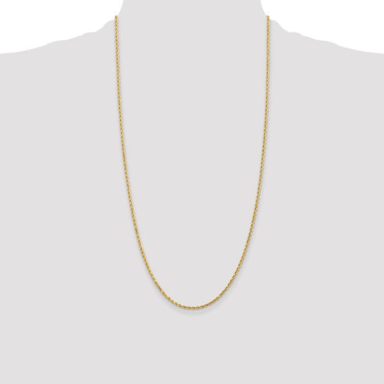 14KT Yellow Gold 28 inch 2mm Diamond-cut Rope with Lobster Clasp Chain