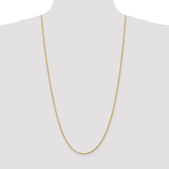 14KT Yellow Gold 30 inch 2mm Diamond-cut Rope with Lobster Clasp Chain