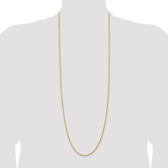 14KT Yellow Gold 36 inch 2mm Diamond-cut Rope with Lobster Clasp Chain