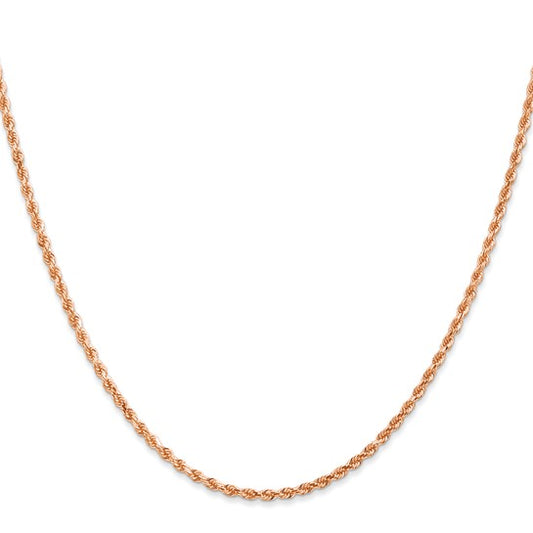 14KT Rose Gold 18 inch 2mm Diamond-cut Rope with Lobster Clasp Chain