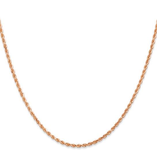 14kt Rose Gold 30 inch 2mm Diamond-cut Rope with Lobster Clasp Chain