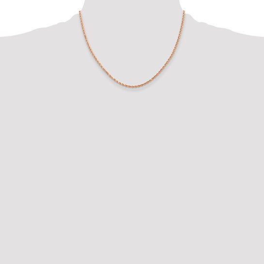 14KT Rose Gold 18 inch 2mm Diamond-cut Rope with Lobster Clasp Chain