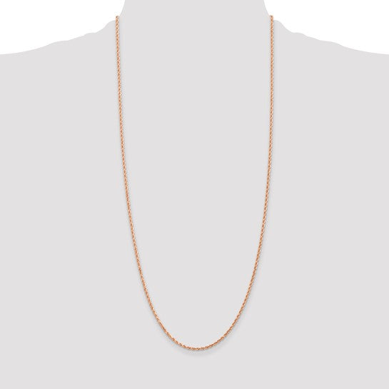 14kt Rose Gold 30 inch 2mm Diamond-cut Rope with Lobster Clasp Chain