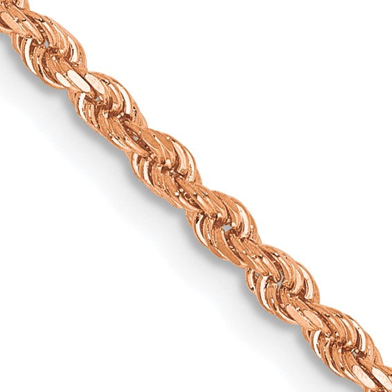 14kt Rose Gold 30 inch 2mm Diamond-cut Rope with Lobster Clasp Chain