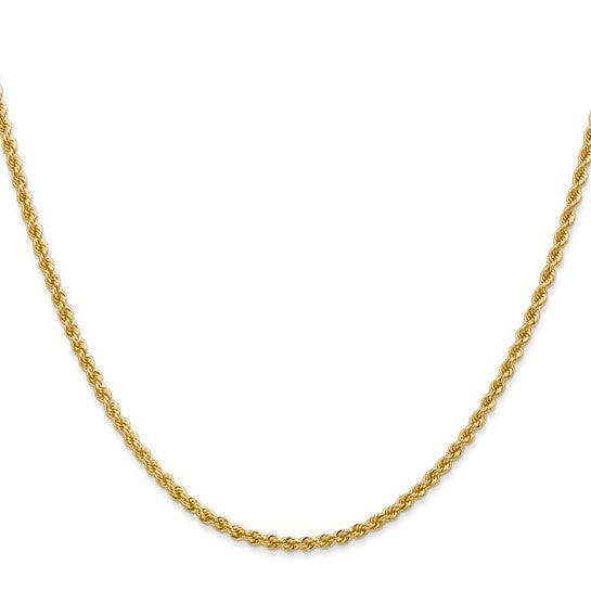 14KT Yellow Gold 28 inch 2.25mm Regular Rope with Lobster Clasp Chain