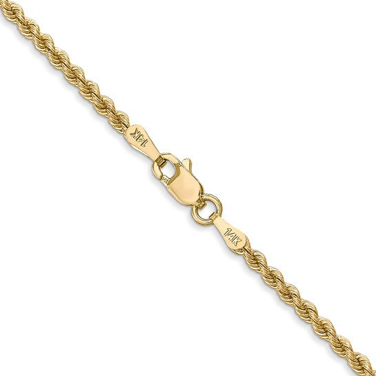 14KT Yellow Gold 22 inch 2.25mm Regular Rope with Lobster Clasp Chain