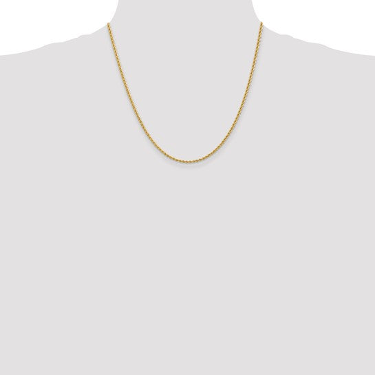 14KT Yellow Gold 20 inch 2.25mm Regular Rope with Lobster Clasp Chain