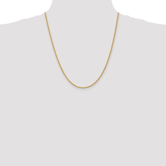 14KT Yellow Gold 22 inch 2.25mm Regular Rope with Lobster Clasp Chain