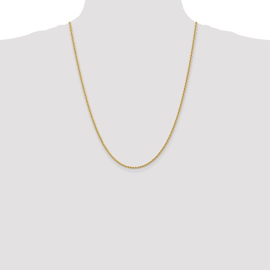 14KT Yellow Gold 24 inch 2.25mm Regular Rope with Lobster Clasp Chain