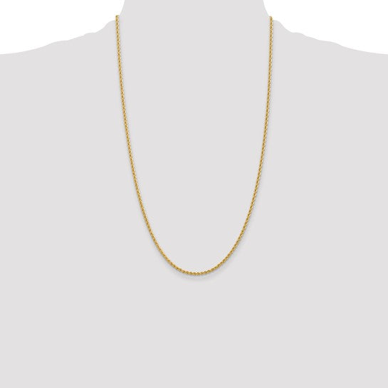 14KT Yellow Gold 26 inch 2.25mm Regular Rope with Lobster Clasp Chain