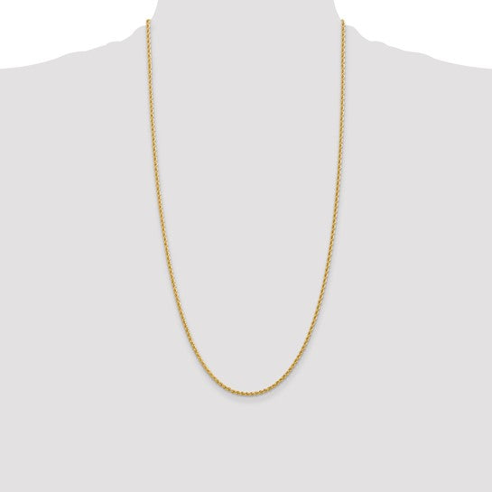 14KT Yellow Gold 28 inch 2.25mm Regular Rope with Lobster Clasp Chain
