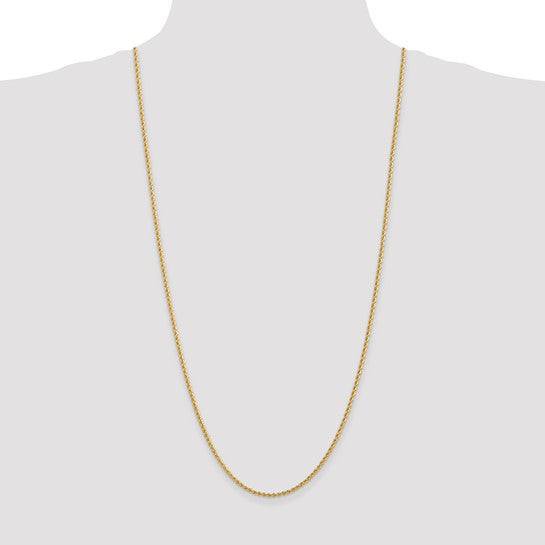 14KT Yellow Gold 30 inch 2.25mm Regular Rope with Lobster Clasp Chain