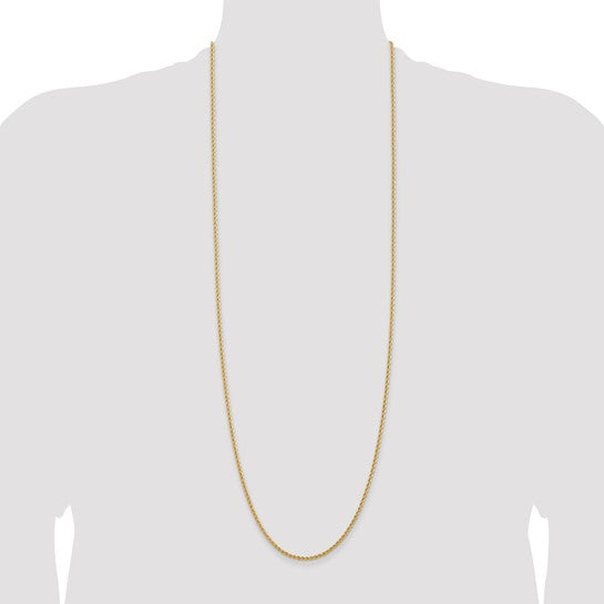 14KT Yellow Gold 36 inch 2.25mm Regular Rope with Lobster Clasp Chain