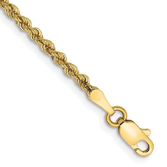 14KT Yellow Gold 8 inch 2.25mm Regular Rope with Lobster Clasp Chain