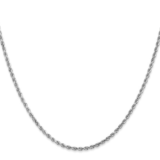 14KT White Gold 18 inch 2mm Diamond-cut Rope with Lobster Clasp Chain