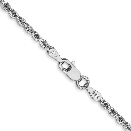 14KT White Gold 16 inch 2mm Diamond-cut Rope with Lobster Clasp Chain