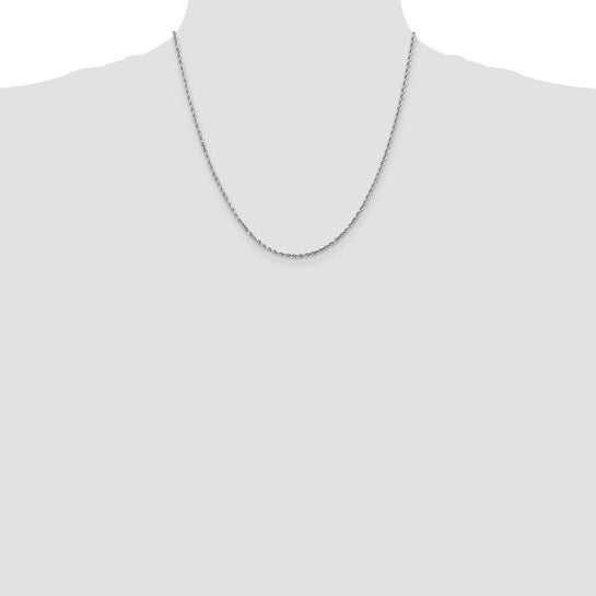 14KT White Gold 20 inch 2mm Diamond-cut Rope with Lobster Clasp Chain