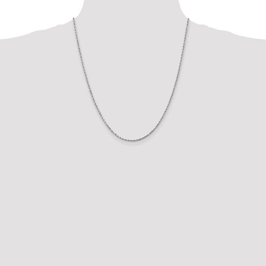 14KT White Gold 22 inch 2mm Diamond-cut Rope with Lobster Clasp Chain