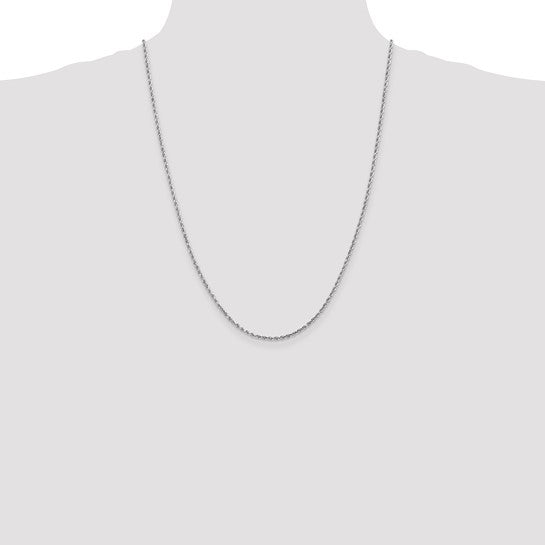 14KT White Gold 24 inch 2mm Diamond-cut Rope with Lobster Clasp Chain
