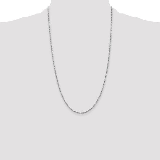 14KT White Gold 26 inch 2mm Diamond-cut Rope with Lobster Clasp Chain