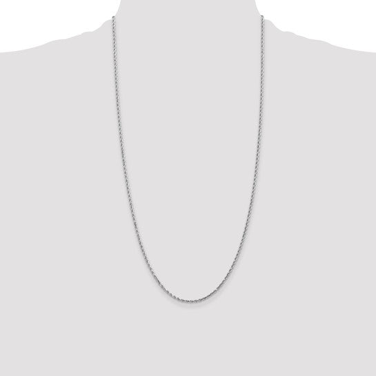 14KT White Gold 28 inch 2mm Diamond-cut Rope with Lobster Clasp Chain