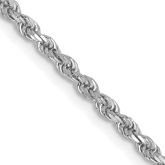 14KT White Gold 28 inch 2mm Diamond-cut Rope with Lobster Clasp Chain