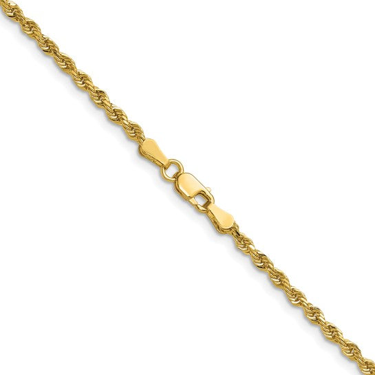 14KT Yellow Gold 30 inch 2mm Diamond-cut Rope with Lobster Clasp Chain