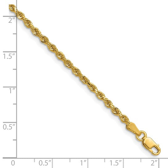 14KT Yellow Gold 24 inch 2.25mm Diamond-cut Rope with Lobster Clasp Chain