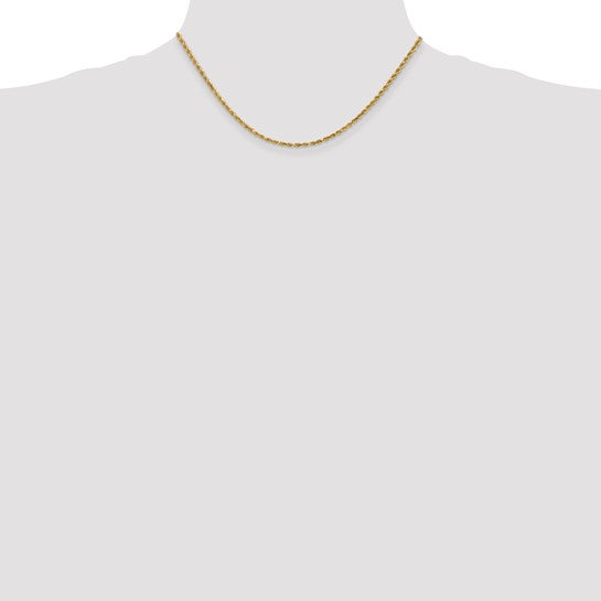 14KT Yellow Gold 16 inch 2.25mm Diamond-cut Rope with Lobster Clasp Chain