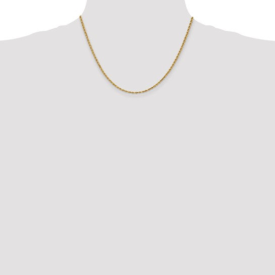 14kt Yellow Gold 18 inch 2.25mm Diamond-cut Rope with Lobster Clasp Chain