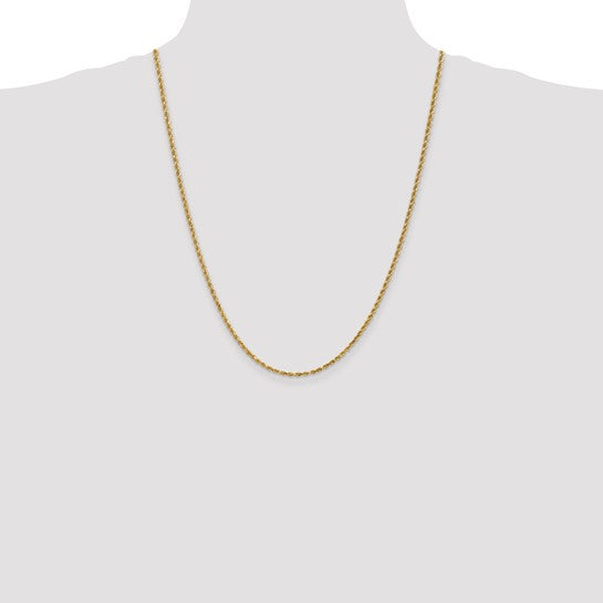 14KT Yellow Gold 24 inch 2.25mm Diamond-cut Rope with Lobster Clasp Chain