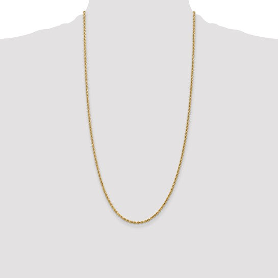 14kt Yellow Gold 28 inch 2.25mm Diamond-cut Rope with Lobster Clasp Chain