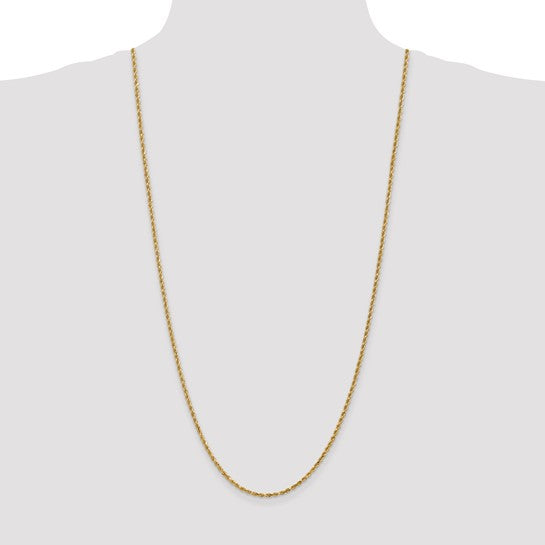 14kt Yellow Gold 30 inch 2.25mm Diamond-cut Rope with Lobster Clasp Chain