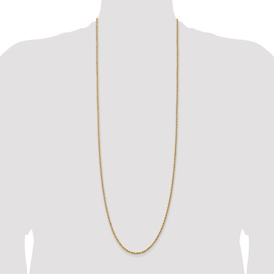 14KT Yellow Gold 36 inch 2.25mm Diamond-cut Rope with Lobster Clasp Chain