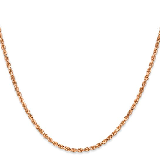 14kt Rose Gold 30 inch 2.25mm Diamond-cut Rope with Lobster Clasp Chain