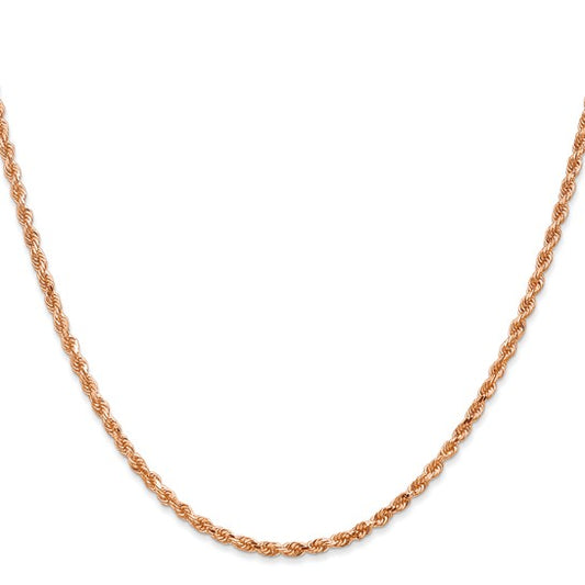 14KT Rose Gold 20 inch 2.25mm Diamond-cut Rope with Lobster Clasp Chain