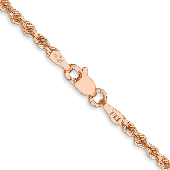 14kt Rose Gold 30 inch 2.25mm Diamond-cut Rope with Lobster Clasp Chain