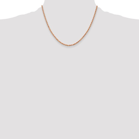 14KT Rose Gold 18 inch 2.25mm Diamond-cut Rope with Lobster Clasp Chain