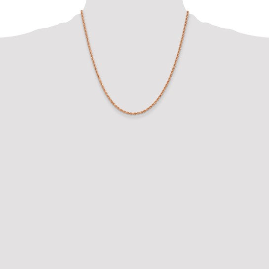 14KT Rose Gold 20 inch 2.25mm Diamond-cut Rope with Lobster Clasp Chain