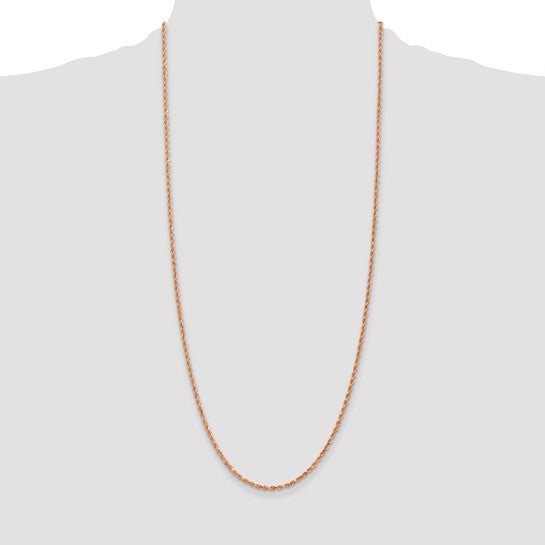 14kt Rose Gold 30 inch 2.25mm Diamond-cut Rope with Lobster Clasp Chain