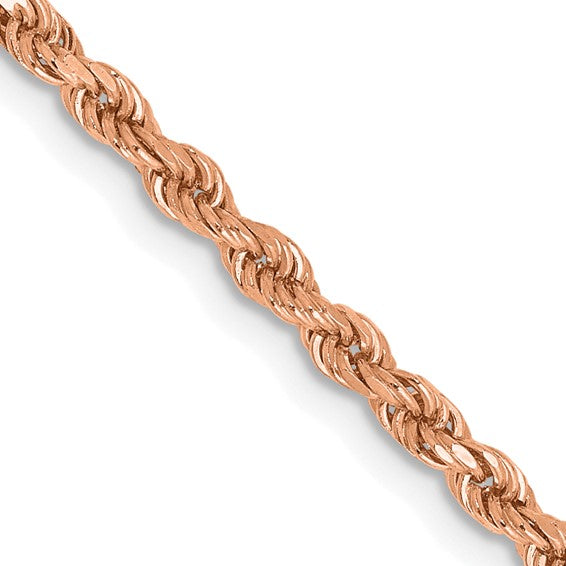 14kt Rose Gold 24 inch 2.25mm Diamond-cut Rope with Lobster Clasp Chain
