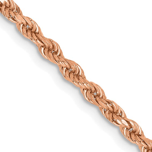14kt Rose Gold 24 inch 2.25mm Diamond-cut Rope with Lobster Clasp Chain