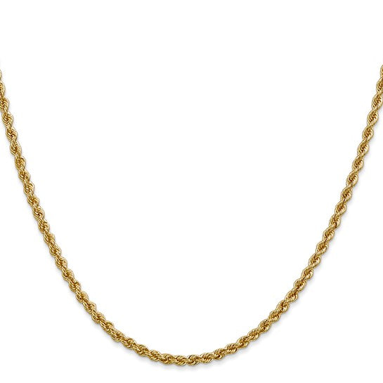 14kt yellow Gold 24 inch 2.5mm Regular Rope with Lobster Clasp Chain