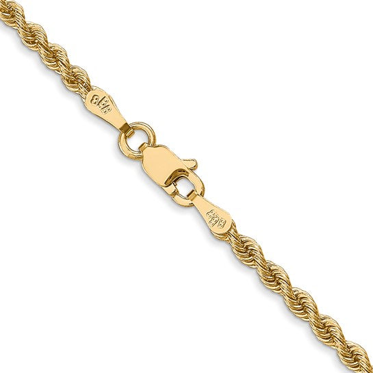 14kt Yellow Gold 22 inch 2.5mm Regular Rope with Lobster Clasp Chain